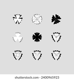 Set of clover icon with three and four petals Black and white shamrock plant Saint Patrick day Floral decoration elements Good luck charm Vector collection
