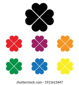 Satz mit Kleeblatten - Symbol, Vektorgrafik auf weißem Hintergrund