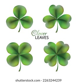 Set of clover leaves. Shamrock leaves. Elements for Saint Patrick's Day. Vector illustration.