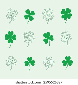 set of clover leaves vector