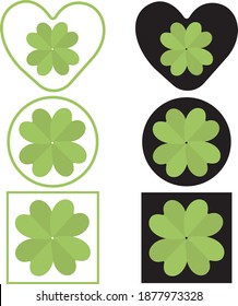 Set of Clover. Print Vector art illustration.