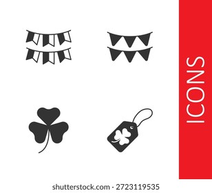 Setzen Klee trefoil Blatt mit Tag, Karneval Girlande Fahnen, und Symbol. Vektorgrafik