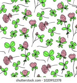 Set clover vector illustration. Doodle style. Design, print, decor, textile, paper