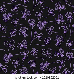 Set clover vector illustration. Doodle style. Design, print, decor, textile, paper