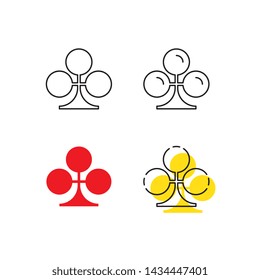 set of clovers icons on white background. flat line playing card concept design. eps 10