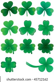 Set of clovers for St. Patrick`s day, vector illustration