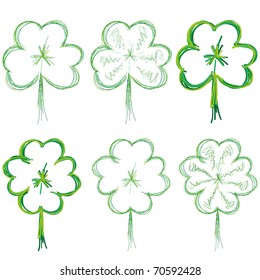 Set of clovers for St. Patrick`s day, vector illustration