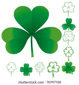 Set of clovers for St. Patrick`s day, vector illustration