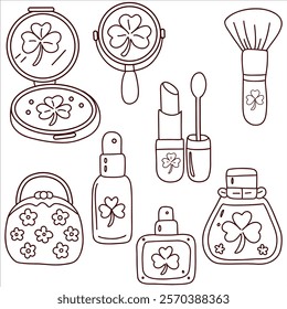 Set Clover-Themed Cosmetic Coloring Page