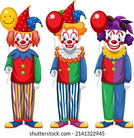 Set of clown cartoon character illustration