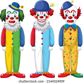 Set of clown cartoon character illustration