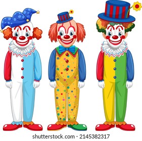 Set of clown cartoon character illustration