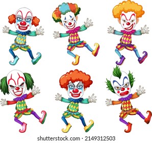 Set of clown cartoon character illustration