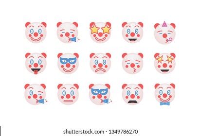 Set of clown emoticon vector isolated on white background. Emoji vector. Smile icon collection. Reactions icon web.