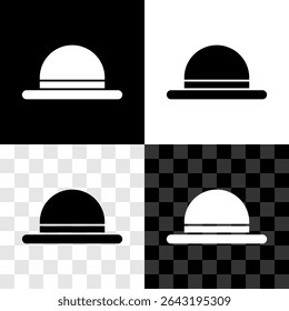 Set Clown hat icon isolated on black and white, transparent background. Bowler hat.  Vector