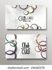 Set of club cards with shiny colorgul circles