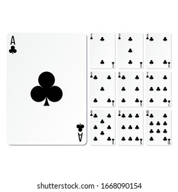 set clubs playing cards design vector