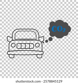 Set of co2 emission vector icons. Cloud with carbon dioxide. Reduce pollution air. Reduction Cloud co2 symbol with down arrow vector outline icon set. Reduce carbon dioxide sign concept illustration. 