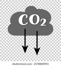 Set of co2 emission vector icons.co2 gas carbon Cloud with carbon dioxide. Reduce pollution air. Cloud with text (CO2) icon illustration, CO2 reduction vector logo set collection for web app