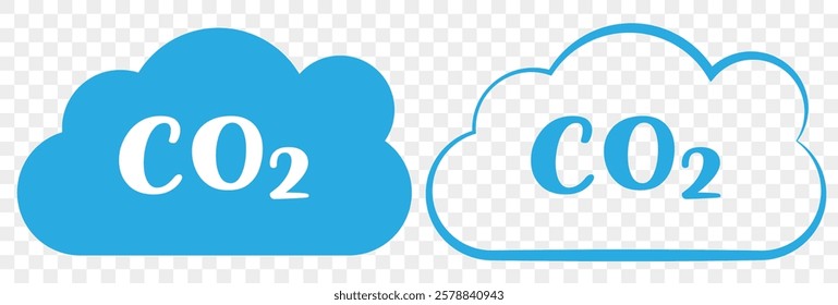 Set of co2 emission vector icons.co2 gas carbon Cloud with carbon dioxide. Reduce pollution air. Cloud with text (CO2) icon illustration, CO2 reduction vector logo set collection for web app