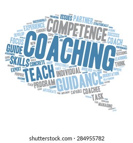Set of coaching - teaching Word Clouds - Isolated on White background, Speech Bubble Balloon