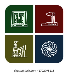 Conjunto de iconos de carbón. Como represa, industria, minería de petróleo, malvavisco , iconos del carbón