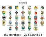 Set Coat of arms of the state of Colombia, All Colombian regions emblem collection