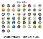 Set Coat of arms of the states of United States, All USA regions emblem collection