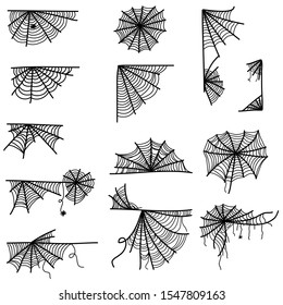 set of cobweb elements for design, spiderwebs vector