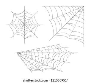 Set cobweb. Vector spider web. Design elements isolated on light background.