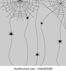 
Set of cobwebs and spiders for halloween on a plain background. Pen. Vector.