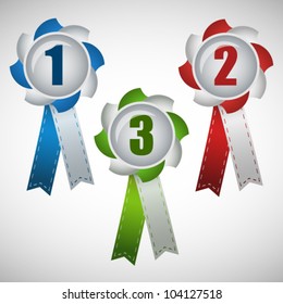 Set of cockades with number one, two and three