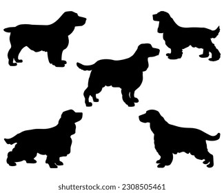 Set of Cocker Spaniel Silhouette Bundle, Dog Bundle, Pets