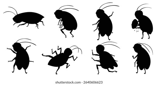 Set of cockroach vector illustration