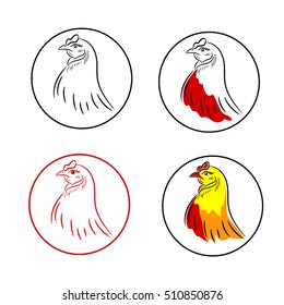 Set of cocks in a circle, the symbol of the new year