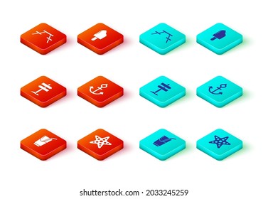 Set Cocktail and alcohol drink, Starfish, Road traffic signpost, Anchor, Ice cream and Picnic table with benches icon. Vector