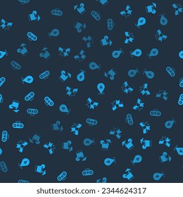 Set Cocktail, Gift bow, Slice of pizza and Home stereo with two speakers on seamless pattern. Vector