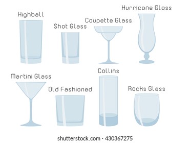 Set of cocktail glasses. Vector illustration