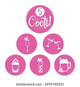 Conjunto de iconos de cóctel pegatinas Ilustración vectorial
