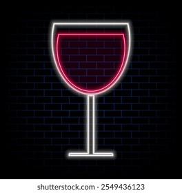 Set of cocktail neon emblem. Vector illustration. Neon sign for banner, billboard, promotion or advertisement. Elements on the theme of the restaurant business..