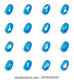 Set Cocktail, Party hat, Musical note in speech bubble, note, tone, Carnival garland with flags and Vip inside head icon. Vector