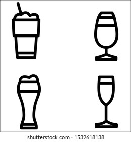 Set of Cocktail Related Vector Line Icons.