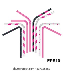 Set of cocktail tubes. Vector illustration