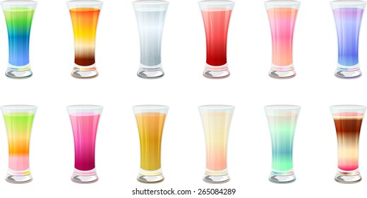 Set von Cocktails einzeln auf Weiß