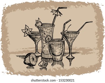 set of cocktails