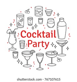 Set of cocktails and alcohol drinks