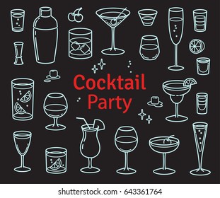 Set of Cocktails and Alcohol Drinks Vector illustration