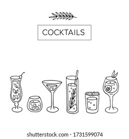 a set of cocktails doodle.