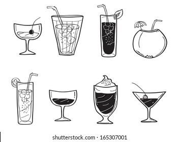 set cocktails in doodle