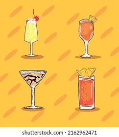 set of cocktails glasses bundle